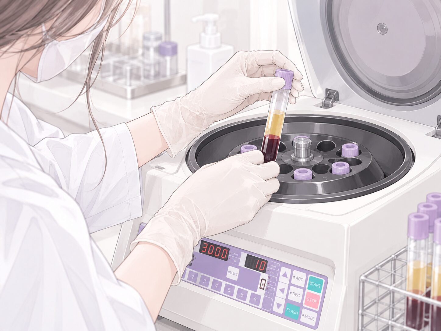 顔のPRP注入の流れ:遠心分離・PRP作製
